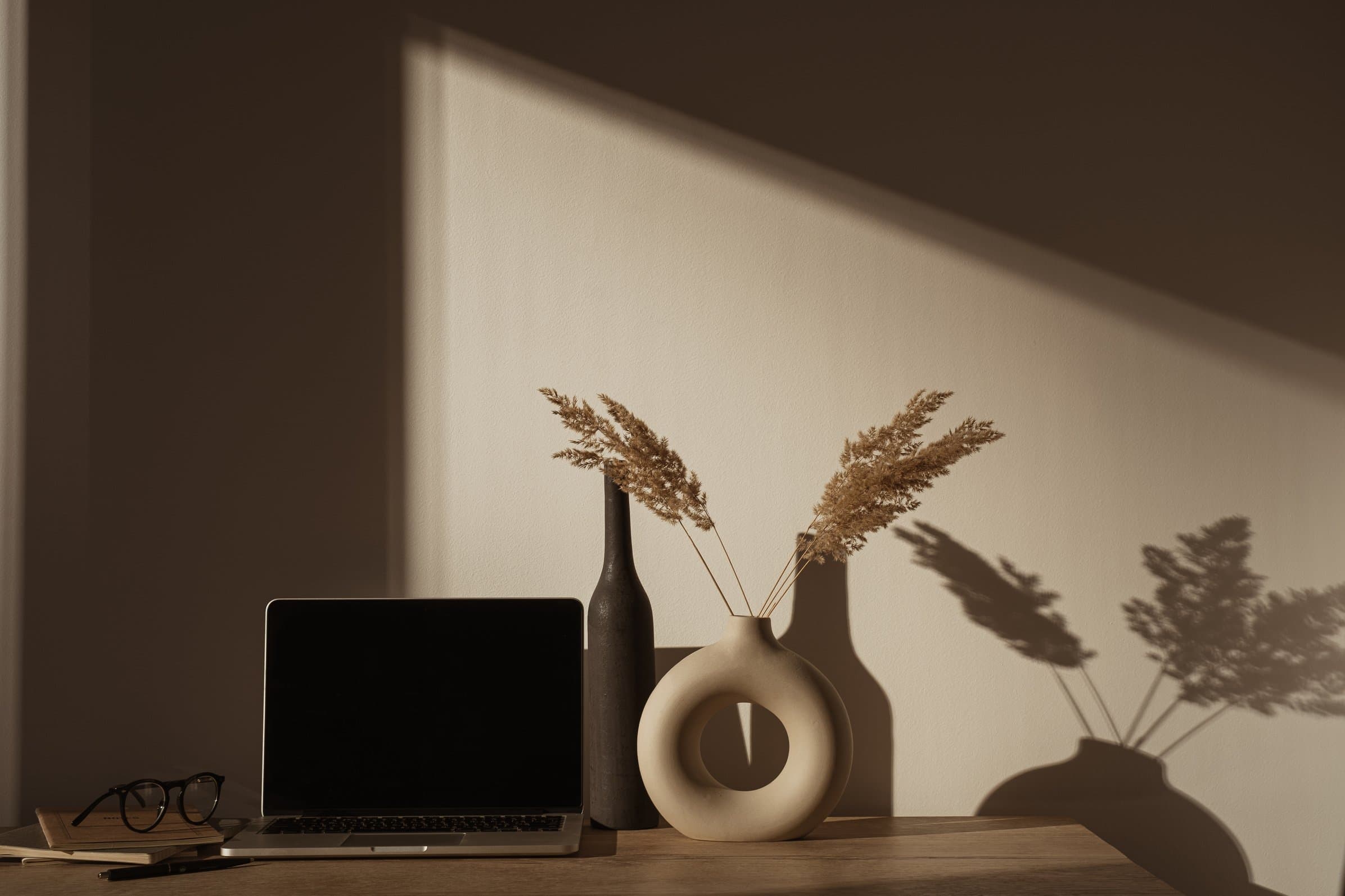 Laptop with Pampas Grass